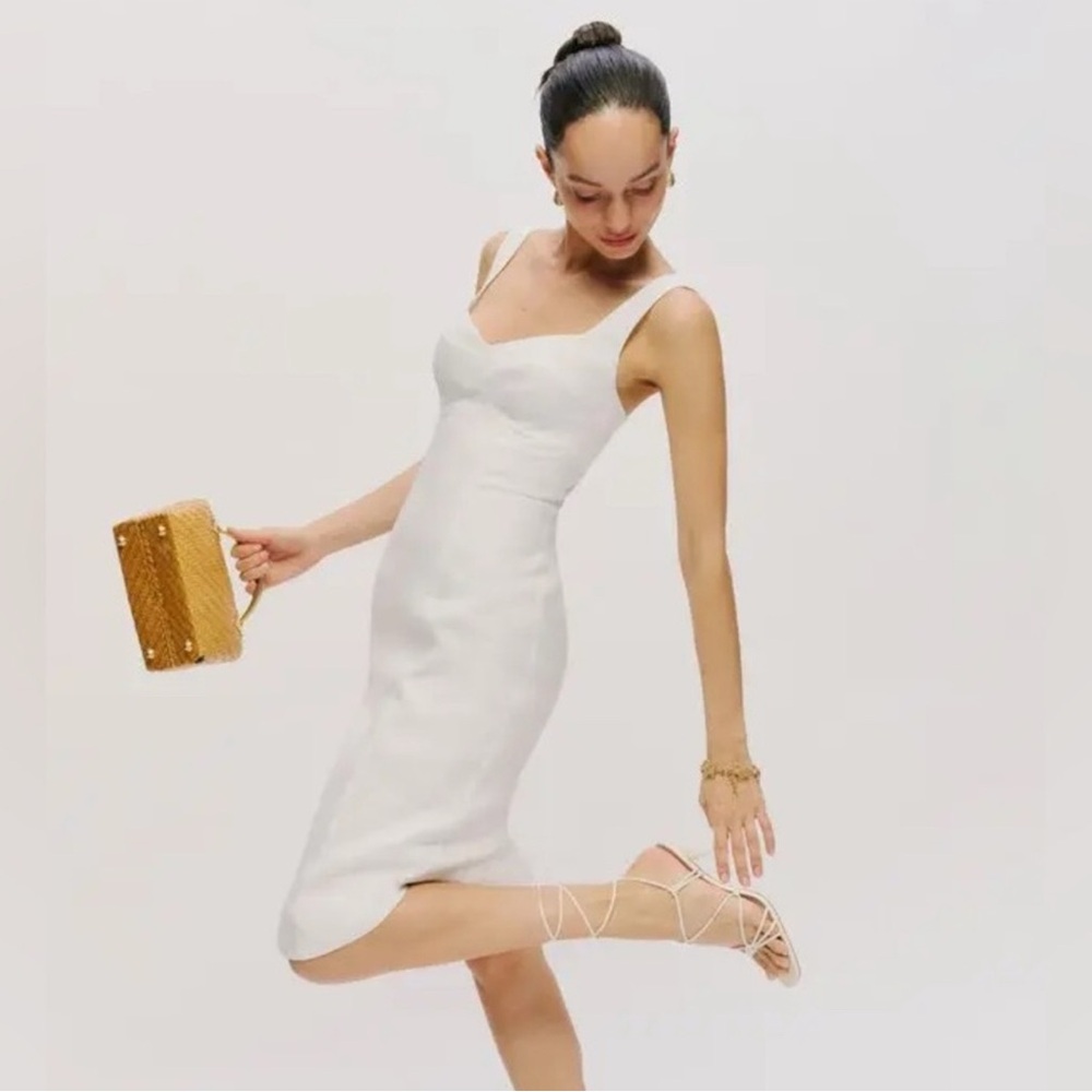 Reformation Thea White linen dress